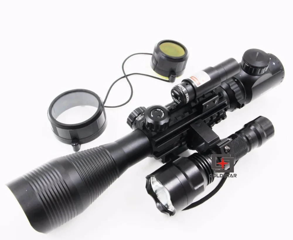 

Hunting Riflescope Combo C4-12x50EG Rifle Scope & Laser Sight & CREE T6 LED Tactical Flashlight 5Mode C8 Torch Flash Light