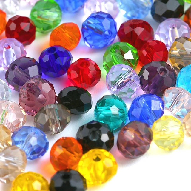 Grande vendita 6-8 millimetri rotonda di cristallo perline di fascini  variopinti perle di vetro allentati