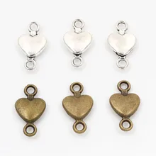 15x8 мм 30 шт. античное серебро и бронза покрытием сердце разъем украшения ручной работы кулон: DIY для браслета ожерелье