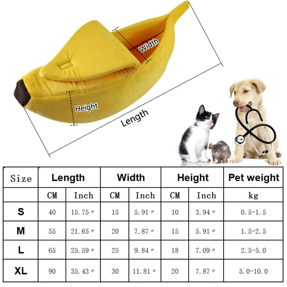 Банан кошка кровать Дом Уютный милый банан щенок Подушка теплая подстика для животных портативная корзина для животных принадлежности