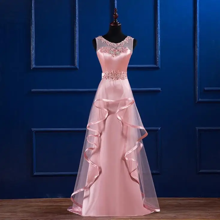 VENSANAC 2018 Embroidery O Neck Ruffles A Line Long Evening Dresses Lace Party Crystals Sash Sweep Train Prom Gowns
