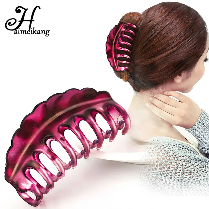 

Haimeikang Large Size Plastic Hairpins Candy Color Hair Clip Shiny Crab Hair Claws For Women Girl Hair Clips Hair Accessories