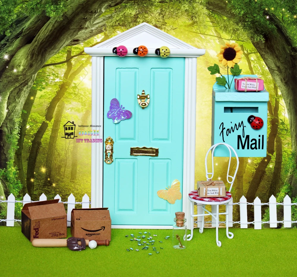 1:12 Кукольный домик миниатюрная сказочная дверь мятно-зеленая снаружи открытые