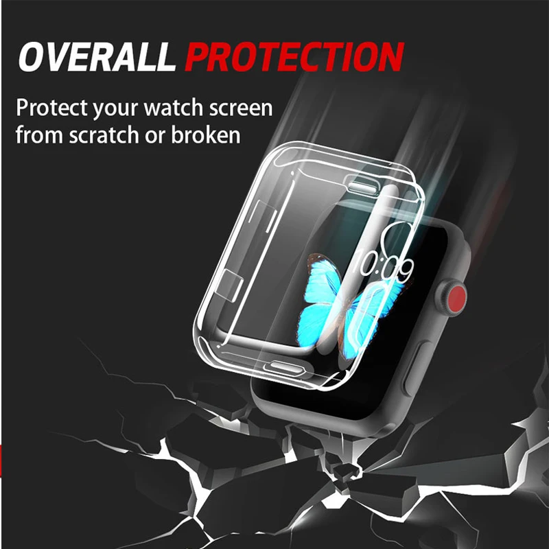 Silicone case cover for Apple Watch band 42mm 38mm 44mm 40mm soft protector shell apple watch case iwatch accessories 4/3/2/1 Silicone case cover for Apple Watch band 42mm 38mm 44mm 40mm soft protector shell apple watch case iwatch accessories 4/3/2/1