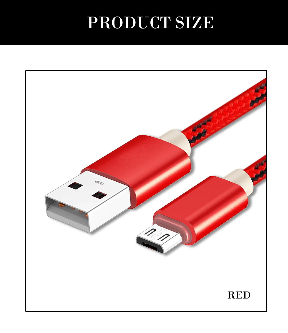 Micro USB Cable 1m 2.1A Nylon Fast Charge USB Data Cable for Android Mobile Phone USB Charging Cord Nylon Wire (8)