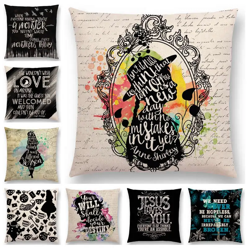 

Colorful Thoughts Beautiful Language Gorgeous Words Decorative Letters Story Cushion Cover Sofa Throw Pillow Case Reading Books