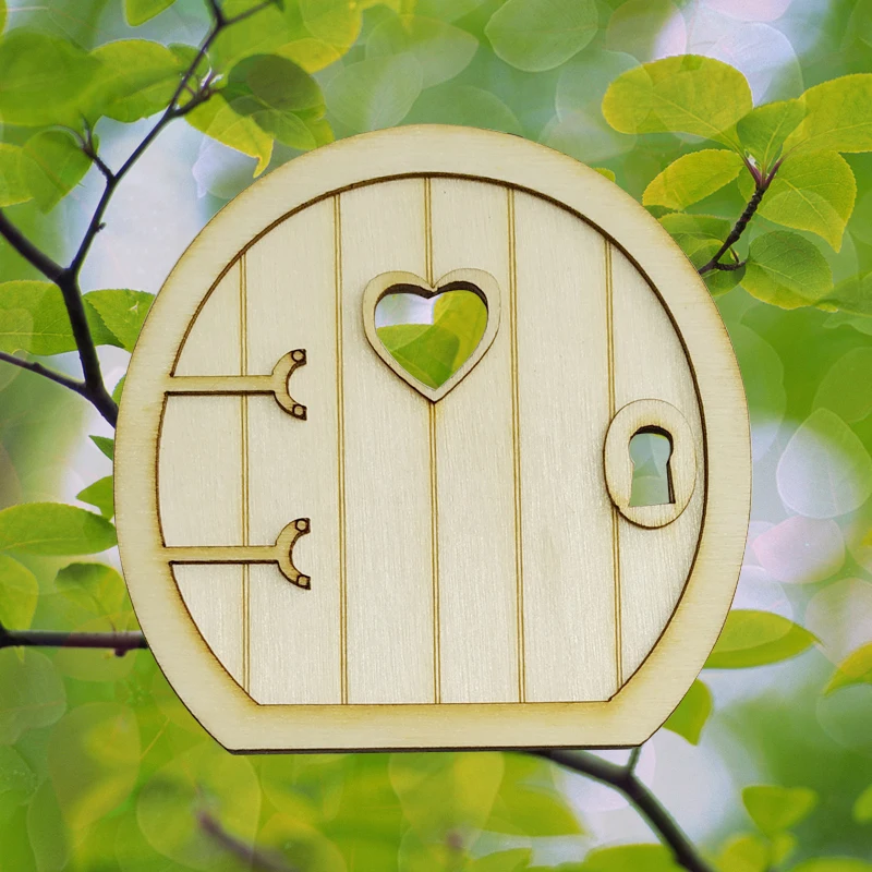 

6 Sets Funny Wooden 3D Round Fairy Door DIY Craft Embellishments Fairy Accessories