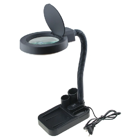 Portable Desktop magnifier with tool box stand with 40 LED light 5X 10X