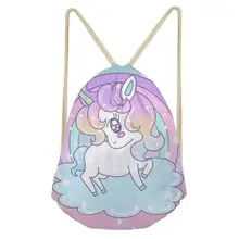 Thikin Единорог Повседневный мешок на завязках сумка для девочек рюкзак для путешествий малыша Softback леди пляжная сумка со шнурком сумка