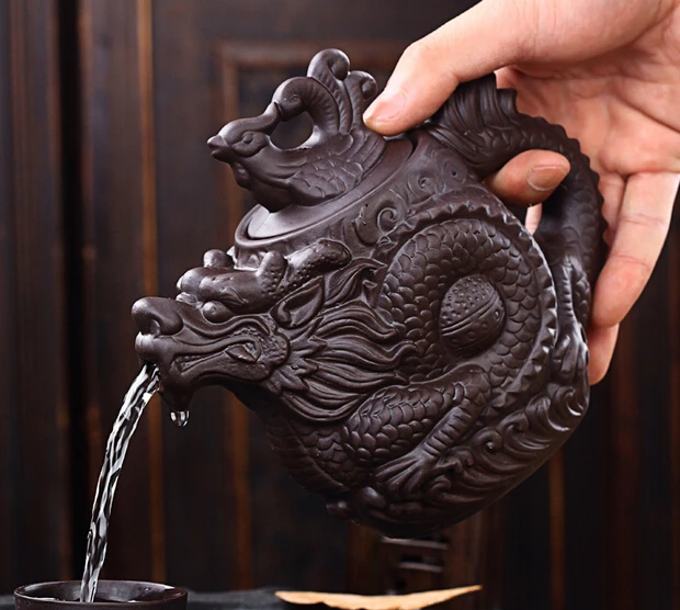 Authentic Yixing Teapot dragon and phoenix tea pot Big capacity purple clay tea set kettle kung