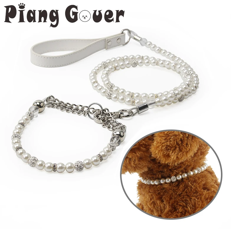 

Pearl Pet Collar Leashes Set Dog Collars Dog Leash Pet Supplies Dog Collars For Small Dogs