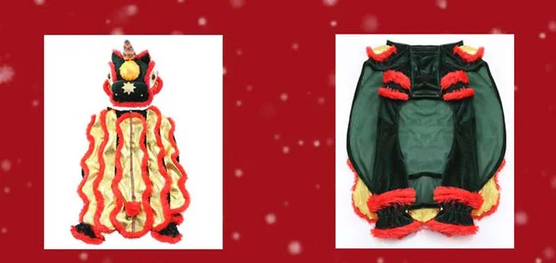 Китайский традиционный стиль Одежда для собак Лев Танцевальный Костюм смешной Дракон танец счастливый Косплей веселый фестиваль смешная