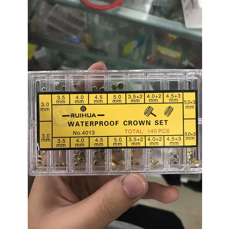

Lowest Price Brand New 140pcs Watch Crown Copper 3.0mm 4.0mm 5.0mm Silver Gold Repair Accessories Assortment Parts