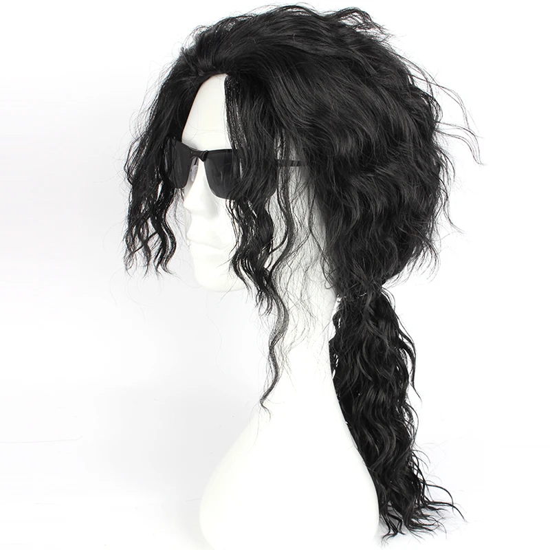 

Mcoser 55 CM Cosplay Wavy Synthetic Black Color Wig free Shipping 100% High Temperature Fiber Hair WIG-647A