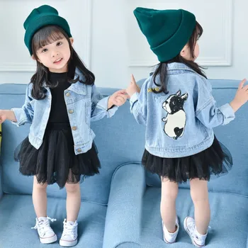

12M-8yrs Girls Denim Jackets Kids Long-Sleeved Denim Jackets for Girl Baby Embroidered Denim Coat Clothing Spring Summer Fashion