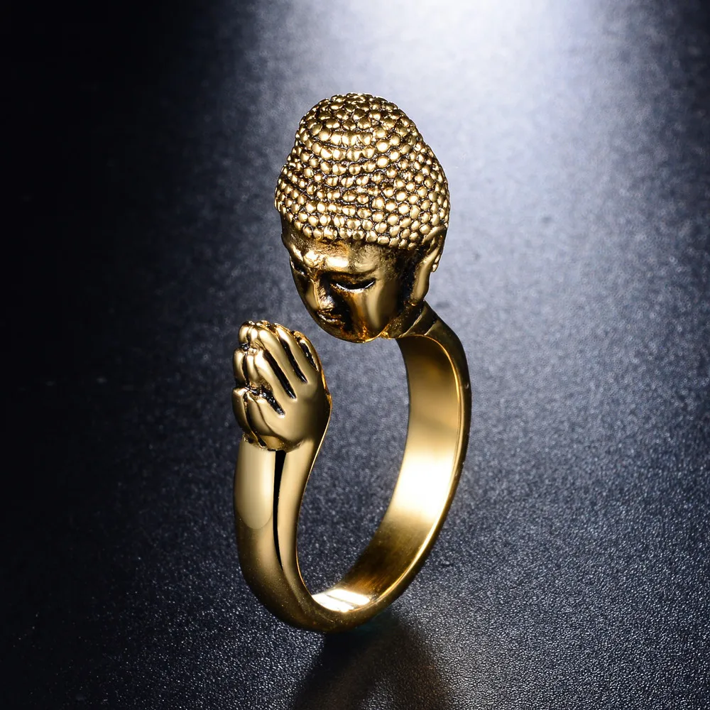 7 To 13 Size Punk Polished 316l Stainless Steel Buddhist Creative Men Ring Personalized Fashion Cocktail Open Rings Buddha Hand | Украшения