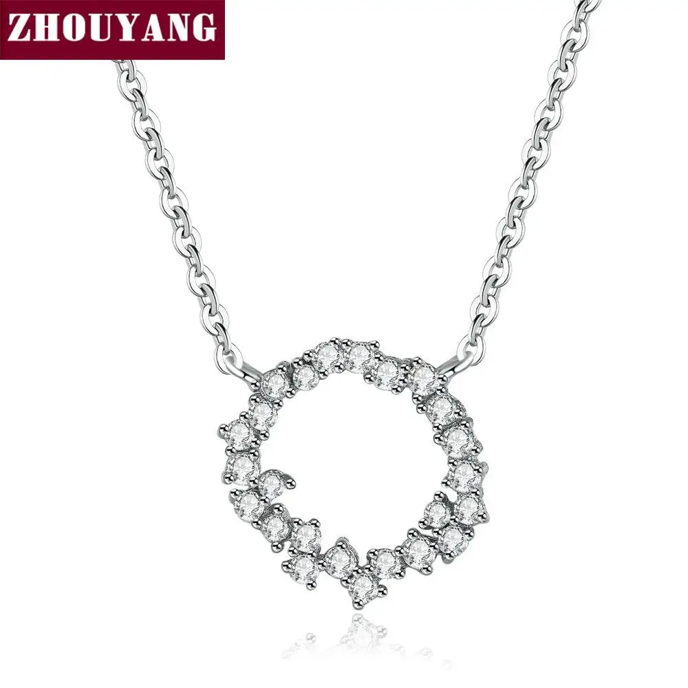 ZHOUYANG Circle of Ocean 925 ожерелье с подвеской из стерлингового серебра пробы Изящные