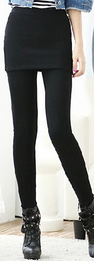 Цельная Женская юбка, леггинсы, осенняя мода, одноцветные леггинсы, юбка с брюками, обтягивающие сапоги, штаны, повседневная одежда, KZ-002 - Цвет: black