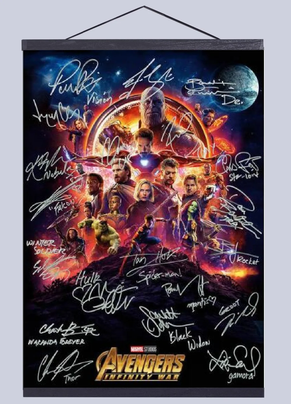 

Avengers Infinity War signature Movie canvas poster decoration painting with solid wood hanging scroll no frame