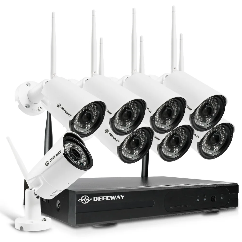 DEFEWAY 1080P H.265+ Wireless CCTV System HD 2MP 8CH NVR IR-CUT Bullet CCTV IP Security System Surveillance Kit with 8 Camera DEFEWAY 1080P H.265+ Wireless CCTV System HD 2MP 8CH NVR IR-CUT Bullet CCTV IP Security System Surveillance Kit with 8 Camera