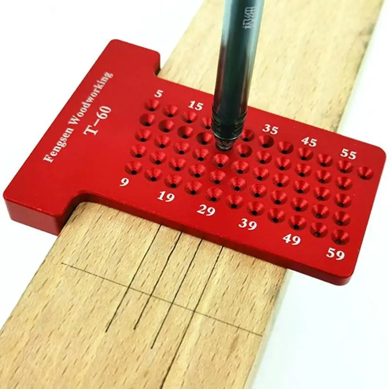 

T60 T-type Ruler Hole Scribing Measuring Wood Gauge Woodworking Scriber Mark Line Gauge