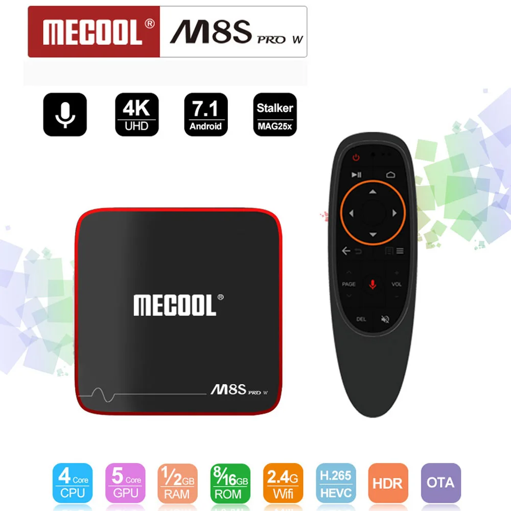 

MECOOL M8S PRO W Smart TV Box Android 7.1 Amlogic S905W Quad Core 2GB 16GB 1GB 8GB Voice Control 2.4G WiFi 4K Set Top TV Box