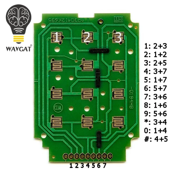 WAVGAT 12 Ключ Мембранный переключатель клавиатуры 4x3 матричный массив матричной клавиатуры мембранный переключатель клавиатуры