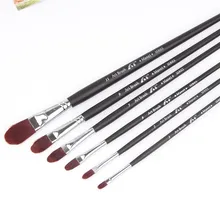 6 шт./компл. высококлассные ликер красные нейлоновые щетки для волос матовый baclk деревянный стержень акварель гуашь живопись акриловая Рисование Живопись ручка