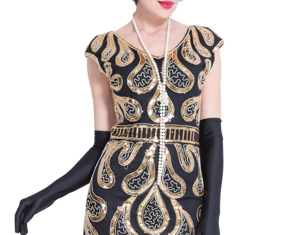 

Vintage Faux Pearl Necklace 150cm Long 1920s Art Deco Beads Flapper Gatsby Dress Women Accessories for Party 20s Costume