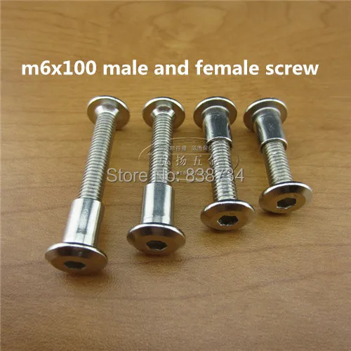 10 комплектов m6* 100 teel с никелевым шестигранным приводом мужской и женский разъем винт кухонная мебель разъемы для шкафа