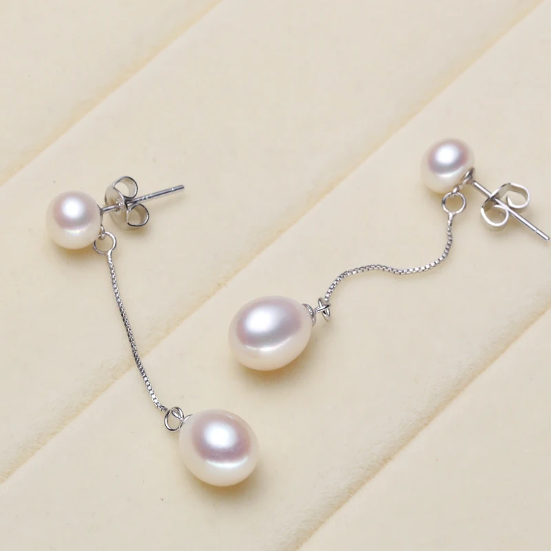 Eternal wedding Women Gift word 925 Sterling silver real beautiful long pearl font b earrings b