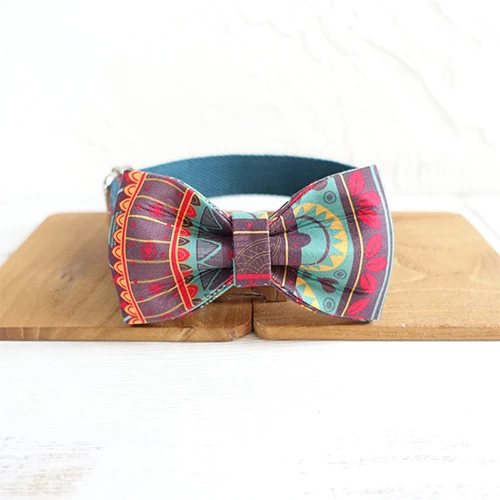 Dog Collar Bow Tie 20 шт./лот MUTTCO Специальные в этническом стиле красочные ручной работы мягкие воротники Майя самостоятельно создал ошейник 5 размеров UDC043 - Цвет: Dog Collar Bow Tie
