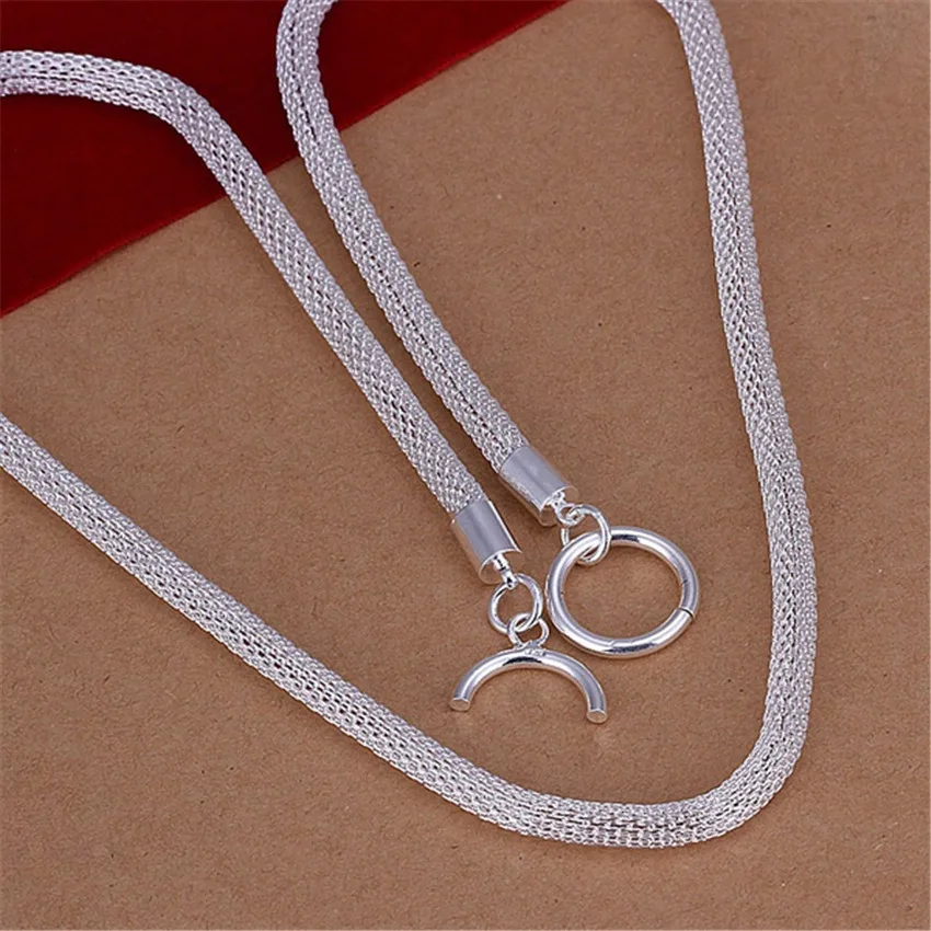 N087 популярные красивые модные элегантные серебряные ювелирные изделия цепь милый Шарм цепочка ожерелье сетка n087
