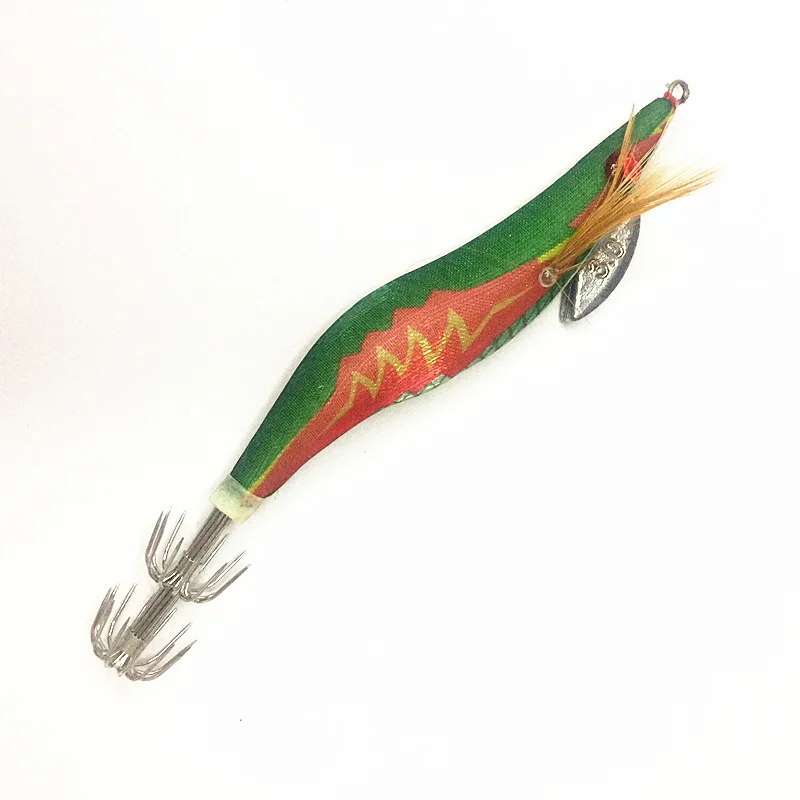 

10Pcs Squid Jigs Artificial Wood Shrimp Fishing lure Jigging Squid Hook Trout Lure Fishing Tackle 3.5# 14cm 17g