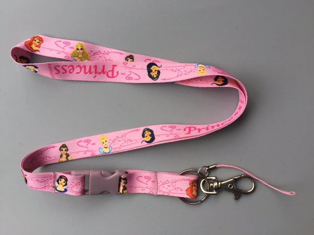 

New 10pcs cartoon princess Lanyards For ID Badge Mobile Phone Key Chain gifts pink kids gifts