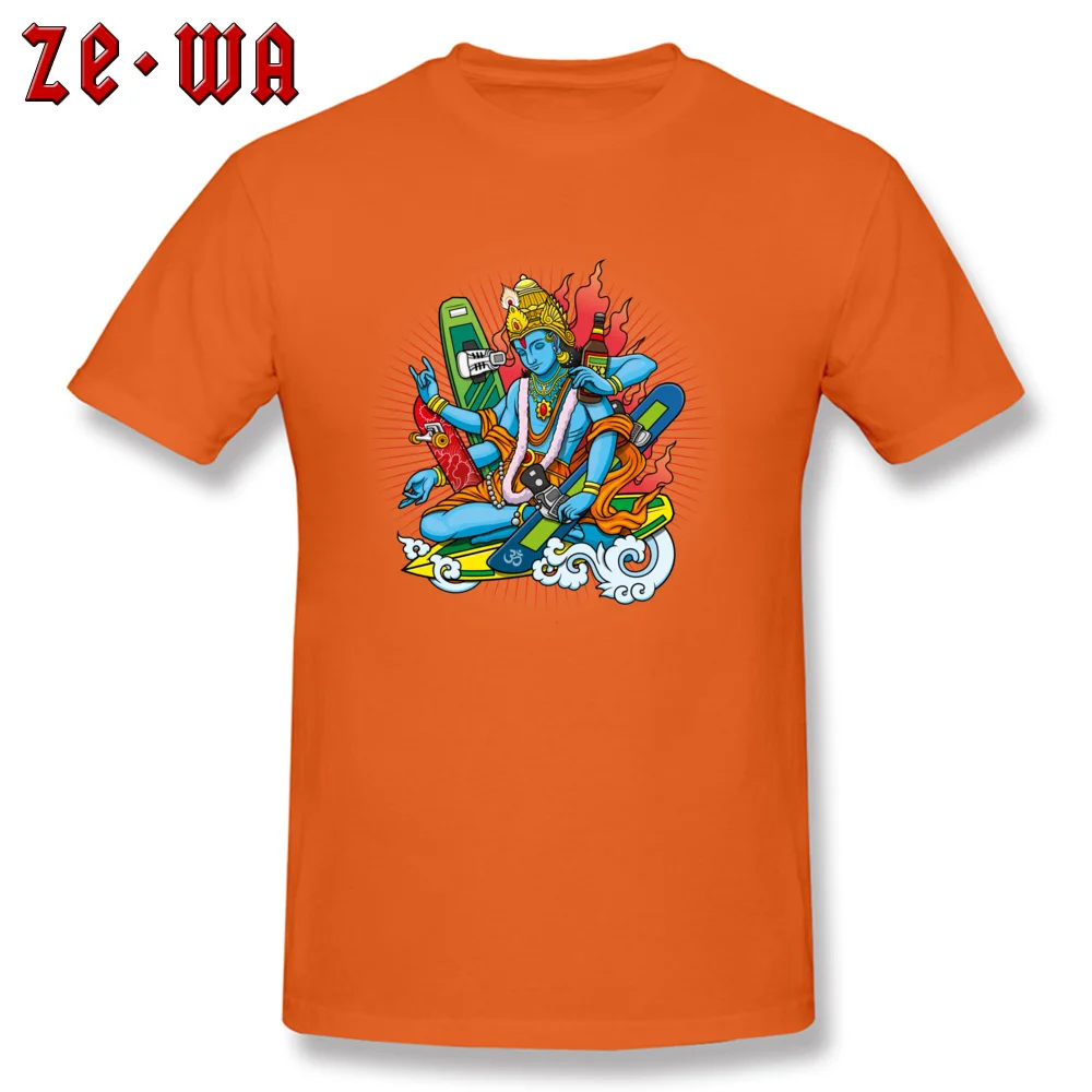 Boarding Vishnu Cotton Fabric Male Short Sleeve Tops Shirt Design Summer/Autumn T-Shirt cosie Sweatshirts Cute Crew Neck Boarding Vishnu orange