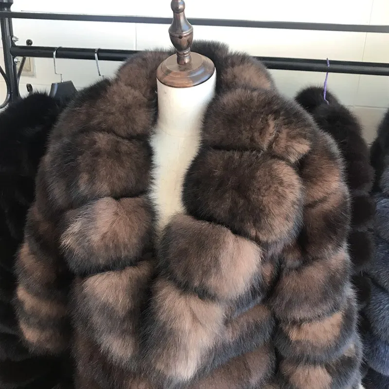 70CM Natural Fox Fur Coat Real Fox Fur Vest Jacket Women's pretty Warm Coat. Natural Real Fur Coat Real Fur Coats