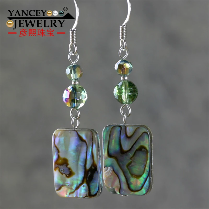 

YANCEY Original design Natural abalone shell Handmade Drop Earrings, with S925 and 9k gold Bohemia simple fashion women Earrings