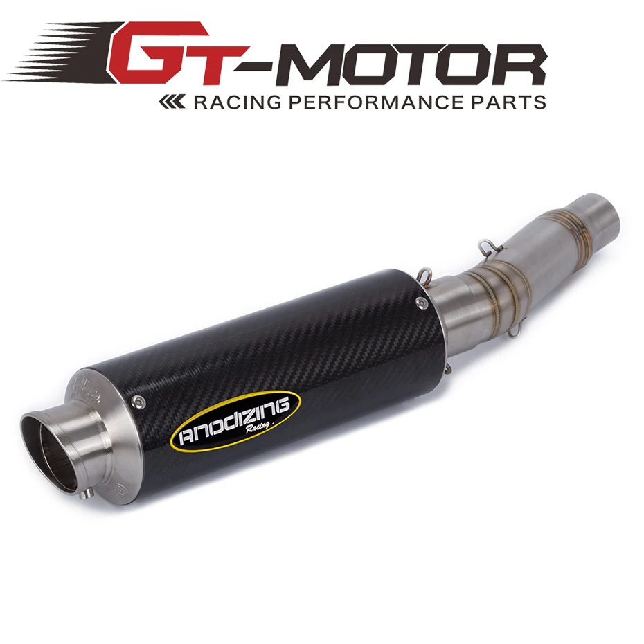 GT Motor Middle pipe with short Carbon Fiber Exhaust muffler Slip on