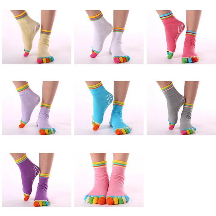 3 PF Cotton Socks Five Fingers Multicolor Socks Skid Resistance Dots Pattern Printing Chaussette Femme Women's Toe Socks WZ035