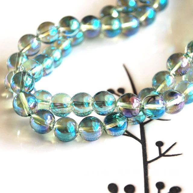 108 Mala Beads Aqua Angel Aura Quartz Mermaid Crystal Healing Stone Br –  EvelynCreations