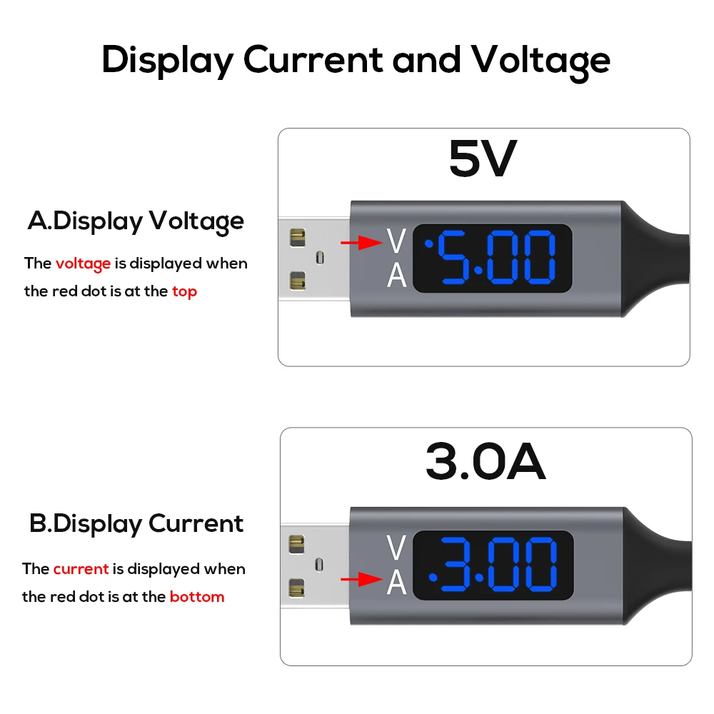 TOPK D-Line2 Fast Charging USB 3.0 USB Type C Cable , Voltage and Current Display Data Sync USB-C Cable for Xiaomi A1 Samsung S9 TOPK D-Line2 Fast Charging USB 3.0 USB Type C Cable , Voltage and Current Display Data Sync USB-C Cable for Xiaomi A1 Samsung S9