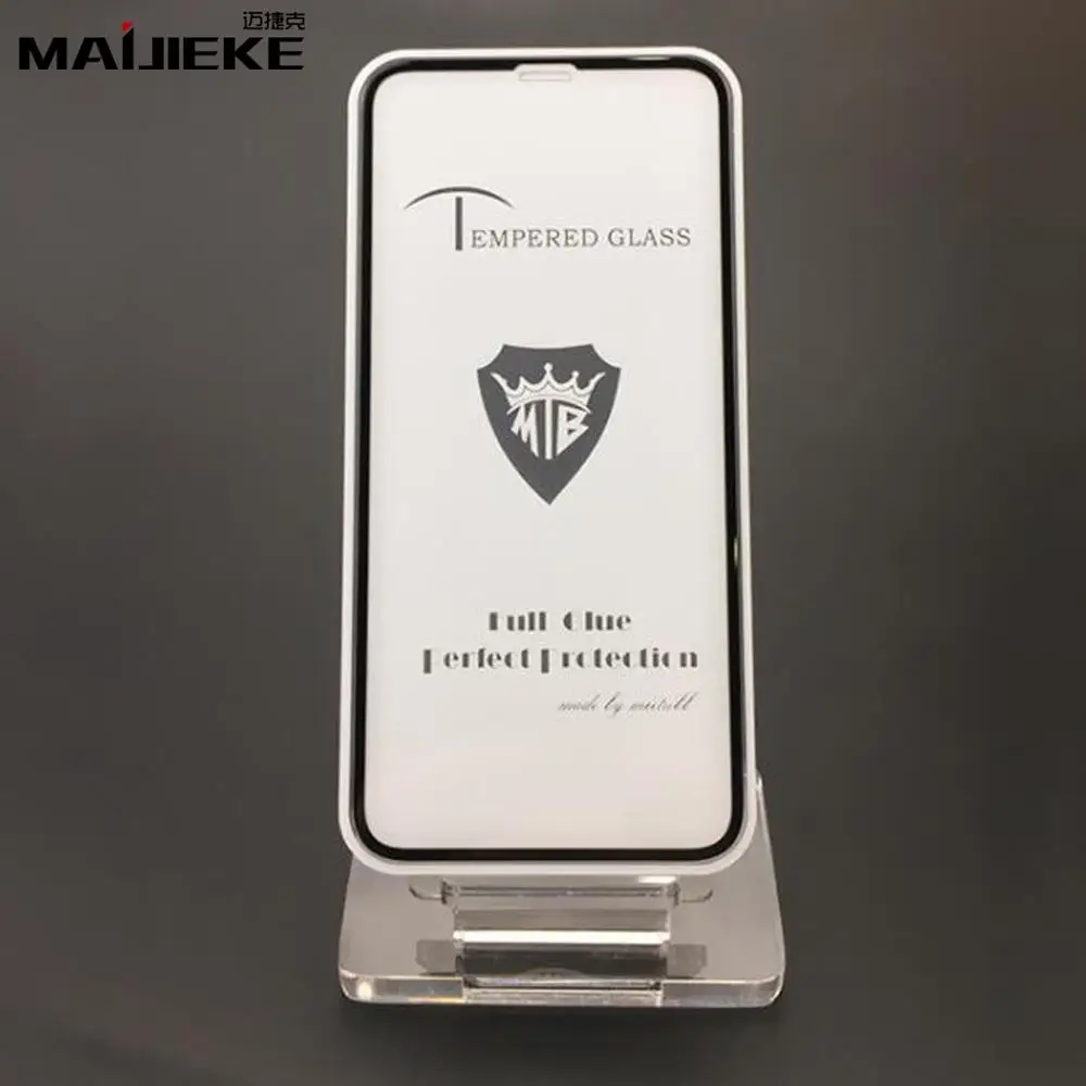 

MAIJIEKE 9H Glass For iPhone XS max XR Full Glue Tempered Glass For iPhone X 8 7 6s 6 plus Full Cover Protection Glass Film