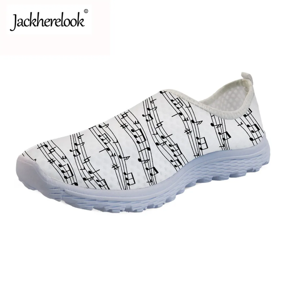 

Jackherelook Fashion Women Flats Casual Shoes Sneakers 3D Music Note Pattern Summer Comfort Air Mesh Light Shoes for Female 2019