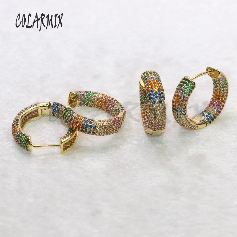 

5 pairs stud hook earrings rainbow crystal 4 colors hook earrings C rainbow zircon earrings jewels accessories for women 5563