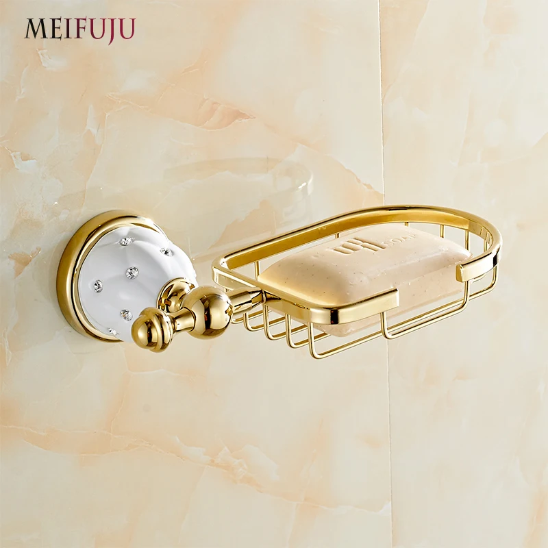 

MEIFUJU New Golden Finish Brass Flexible Soap Basket Soap Dish Soap Holder Bathroom Accessories Bathroom Furniture Toilet holder