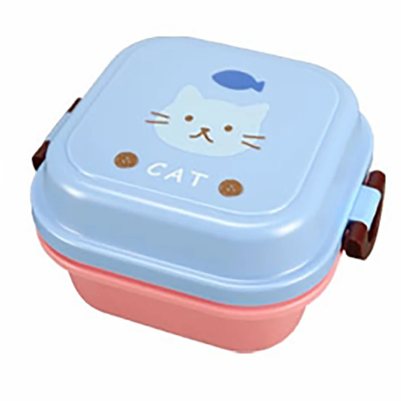 MICCK милый мультяшный детский Ланч-бокс контейнер для еды переносной чехол для хранения Ланч-бокс Чехол Контейнер с отделениями чехол - Цвет: Cat