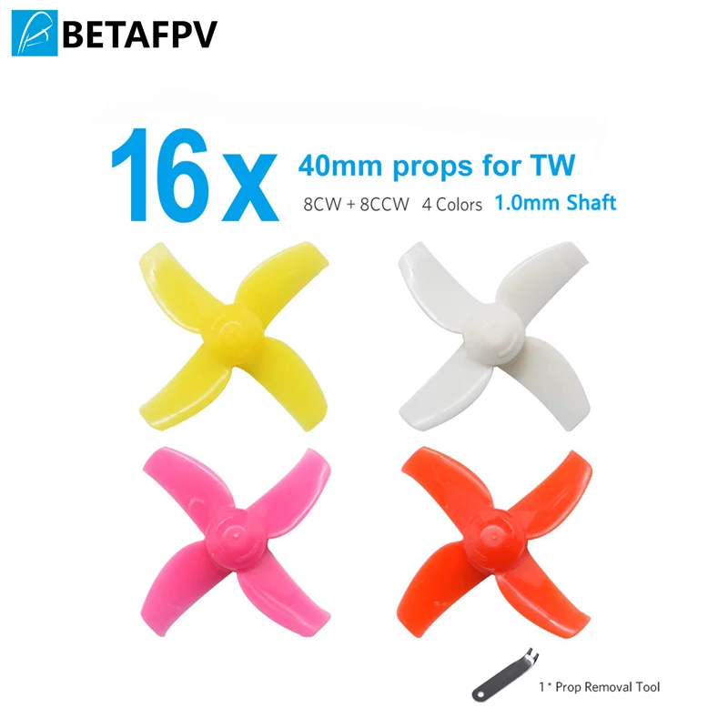 

BETAFPV 4 Sets 40mm 4-Blade FPV Props Micro Whoop with 1.0mm Shaft for Inductrix FPV Plus Kingkong Tiny 7 Beta75 Pro 2 etc