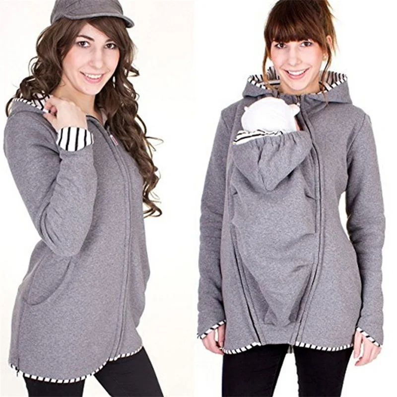 

Daddy Chen Pregnant Multifunction Warm Cotton Kangaroo Coat Jacket Carrier Outerwear Baby Holder Maternity Carrier Sweatshirts