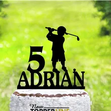 Пользовательское имя Топпер для торта «С Днем Рождения» персонализированные детское шоу детский день рождения торт Топпер, вечерние, Гольф Торт Топпер